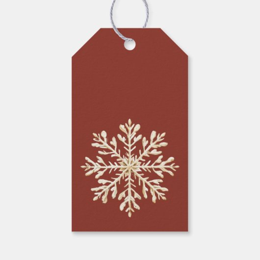 Waterverf Snowflake Terracotta Custom Christmas Cadeaulabel (Achterkant)