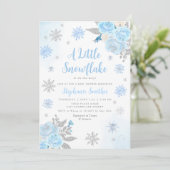 Waterverf Snowflake Winter Boy Baby shower Kaart (Staand voorkant)
