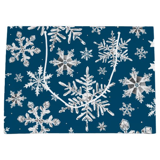Waterverf Snowflake Wrapping Large Gift Bag Groot Cadeauzakje (Voorkant)