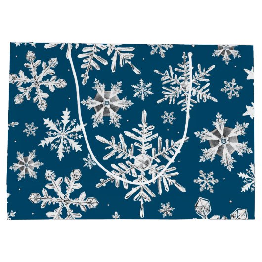 Waterverf Snowflake Wrapping Large Gift Bag Groot Cadeauzakje (Achterkant)