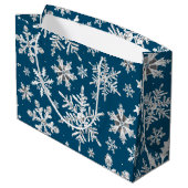 Waterverf Snowflake Wrapping Large Gift Bag Groot Cadeauzakje (Achterkant Gekanteld)
