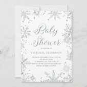 Waterverf Snowflakes Glitter Winter Baby shower Kaart (Voorkant)
