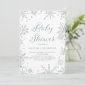 Waterverf Snowflakes Glitter Winter Baby shower Kaart (Staand voorkant)