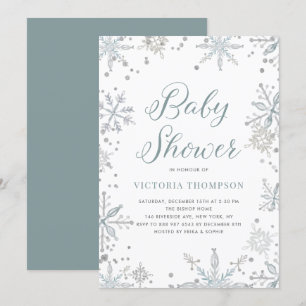 Waterverf Snowflakes Glitter Winter Baby shower Kaart