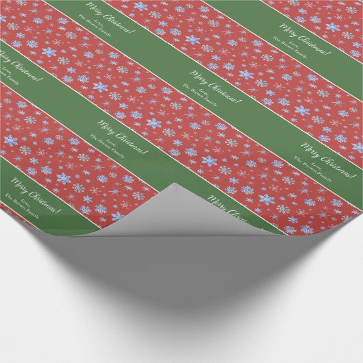 Waterverf Snowflakes Groen en Rood Kerstmis Cadeaupapier (Hoek)
