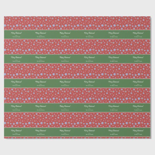 Waterverf Snowflakes Groen en Rood Kerstmis Cadeaupapier (Vlak)