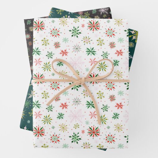 Waterverf Snowflakes kerst Inpakpapier Vel (In situ)