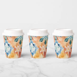 Waterverf Snowflakes Kerst Papier Cup Papieren Bekers