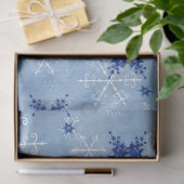 Waterverf Snowing Snowflakes Navy Blue en White Tissuepapier (Geschenk)