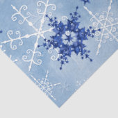 Waterverf Snowing Snowflakes Navy Blue en White Tissuepapier (Detail)