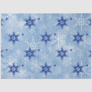 Waterverf Snowing Snowflakes Navy Blue en White Tissuepapier