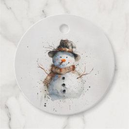 Waterverf Snowman Bedankjes Labels