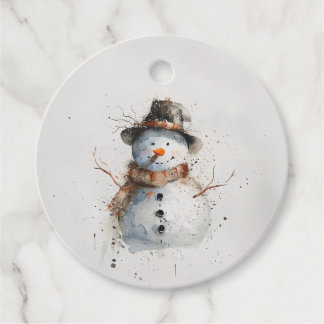 Waterverf Snowman Bedankjes Labels