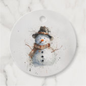 Waterverf Snowman Bedankjes Labels (Voorkant)