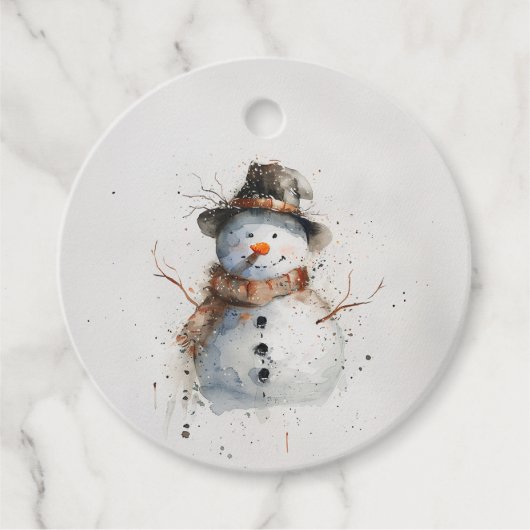 Waterverf Snowman Bedankjes Labels (Voorkant)