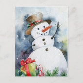 Waterverf Snowman Briefkaart (Voorkant)