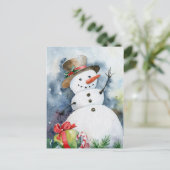 Waterverf Snowman Briefkaart (Staand voorkant)