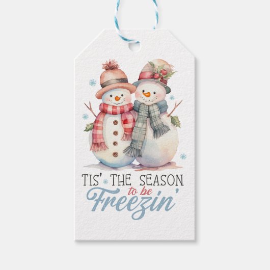 Waterverf Snowman Cadeaulabel (Voorkant)