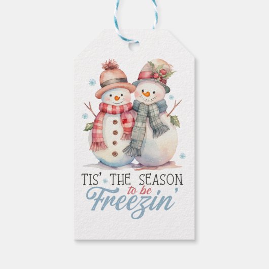 Waterverf Snowman Cadeaulabel (Achterkant)