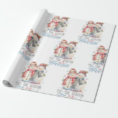 Waterverf Snowman Cadeaupapier (Uitgerold)
