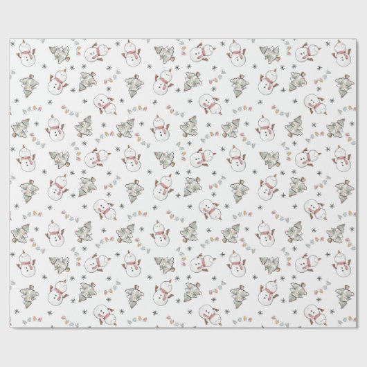 Waterverf Snowman Cadeaupapier (Vlak)