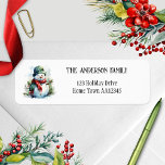Waterverf Snowman Christmas Return Adreslabel Etiket<br><div class="desc">Kerstretour adreslabel met een minimalistisch ontwerp met een waterverf sneeuwpop.</div>