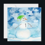 Waterverf Snowman Holiday Card Notitiekaartje<br><div class="desc">Met een scan met hoge resolutie van een oorspronkelijke waterverf is deze vrolijke sneeuwman een vriendelijke manier om anderen een warme en gelukkige wintervakantie te wensen.</div>