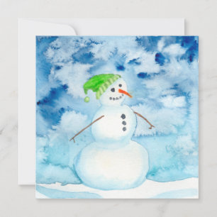 Waterverf Snowman Holiday Card Notitiekaartje