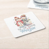 Waterverf Snowman Kartonnen Onderzetters (Schuin)