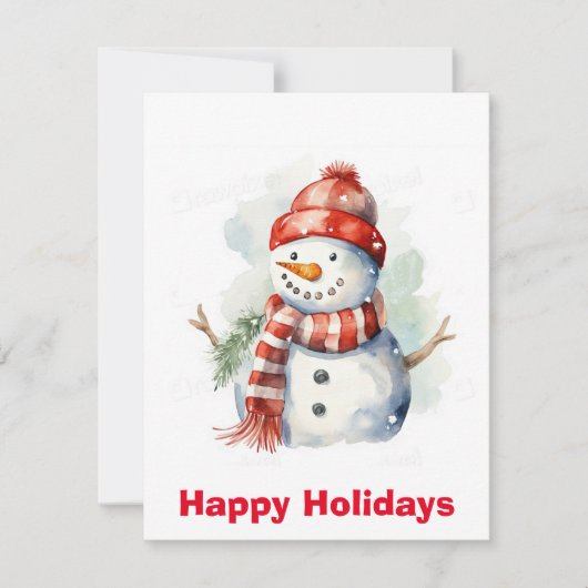 Waterverf Snowman kerstclip kunst, kerst Feestdagenkaart (Voorkant)
