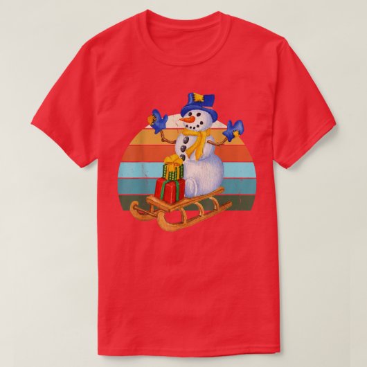 Waterverf Snowman Kerstkerstbomen Xma T-shirt (Design voorkant)