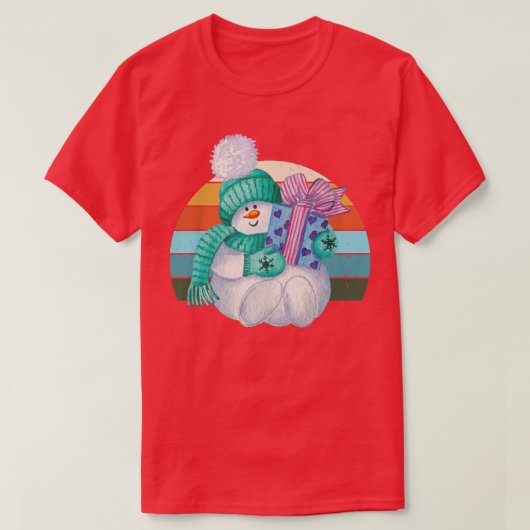 Waterverf Snowman Kerstkerstbomen Xma T-shirt (Design voorkant)