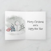 Waterverf Snowman Kerstmis en nieuwjaarskaart Kaart (Binnen)