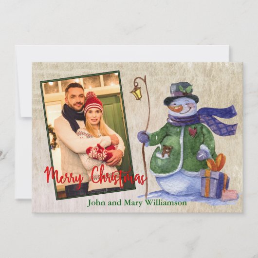Waterverf Snowman - Kerstmis Feestdagenkaart (Voorkant)