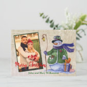 Waterverf Snowman - Kerstmis Feestdagenkaart (Staand voorkant)