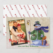 Waterverf Snowman - Kerstmis Feestdagenkaart (Voorkant / Achterkant)