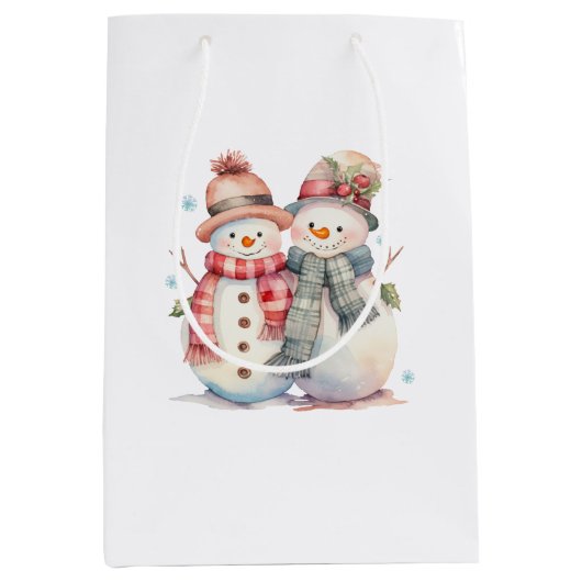 Waterverf Snowman Medium Cadeauzakje (Voorkant)