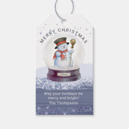Waterverf Snowman met prettige kerstwinter Wereldb Cadeaulabel