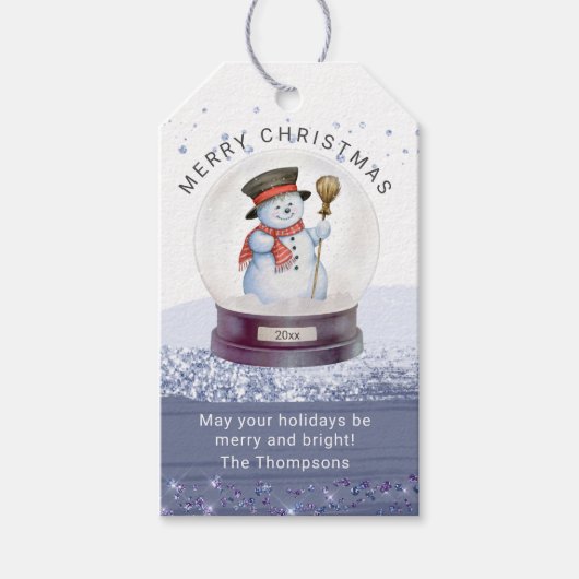 Waterverf Snowman met prettige kerstwinter Wereldb Cadeaulabel (Voorkant)