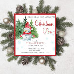 Waterverf snowman paart weinig uitnodiging<br><div class="desc">Waterverf Snowman-kersttangen,  rode kardinaal-vogeldecoratie,  vrolijk kleine kerstfeestjes.</div>