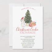 Waterverf Snowman, Pine Tree, Cookies Kerstmis Kaart (Voorkant)