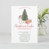 Waterverf Snowman, Pine Tree, Cookies Kerstmis Kaart (Staand voorkant)