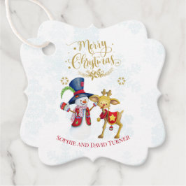 Waterverf Snowman Rudolph Merry Kerstscript Bedankjes Labels