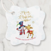 Waterverf Snowman Rudolph Merry Kerstscript Bedankjes Labels (Voorkant)