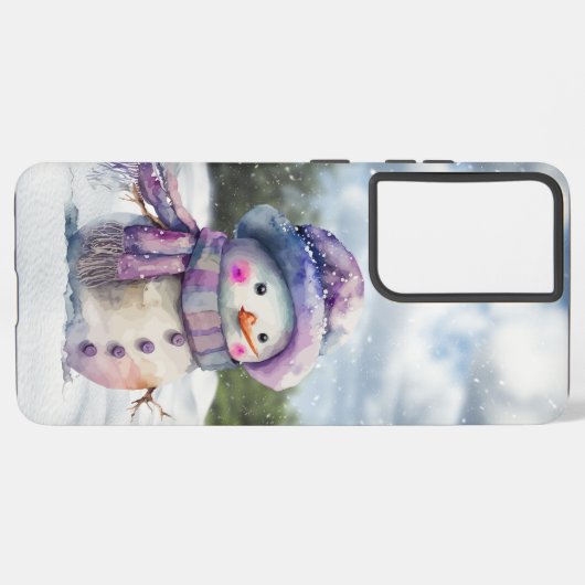 Waterverf Snowman Samsung Galaxy Hoesje (Linkerkant)