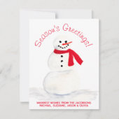 Waterverf Snowman Snowman Sason Groetings Feestdagenkaart (Voorkant)