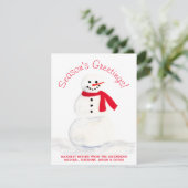 Waterverf Snowman Snowman Sason Groetings Feestdagenkaart (Staand voorkant)