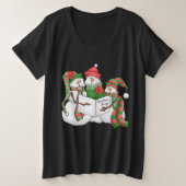 Waterverf-snowman t-shirt voor vrouwen plus formaa (Design voorkant)