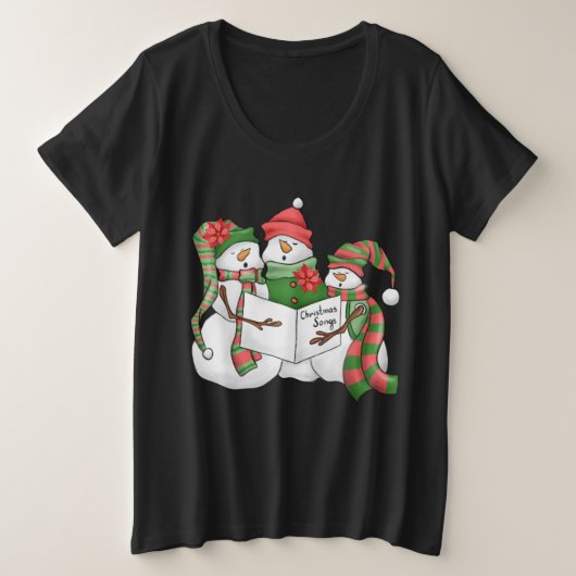 Waterverf-snowman t-shirt voor vrouwen plus formaa (Design voorkant)