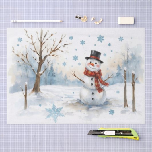 Waterverf Snowman Tissue Paper Tissuepapier (Craft)
